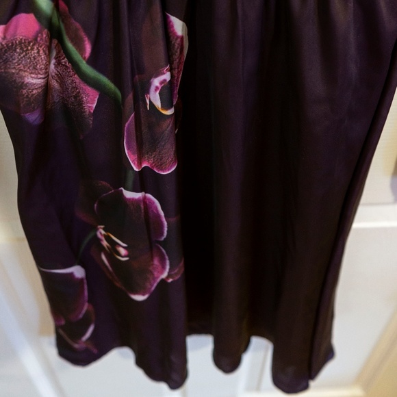 Dark Purple Orchid Floral Wrap Dress - Picture 3 of 7